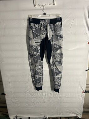 South Pole Navy & White Geometric Pattern Joggers